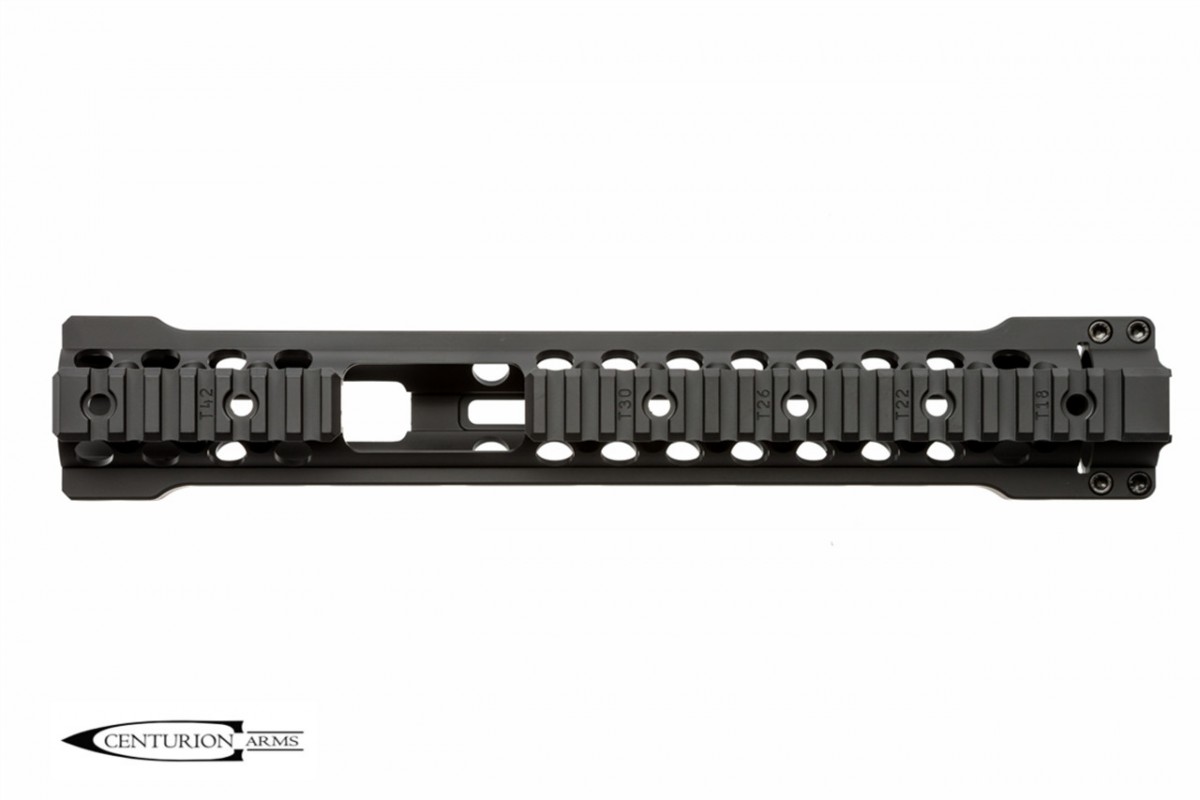 C4 MLOK Rail (12" Carbine FSP) Black w/ Standard AR15 Barrel Nut - Centurion Arms