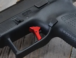 Improved Aluminum trigger with red trigger and BLACK trigger safety - 